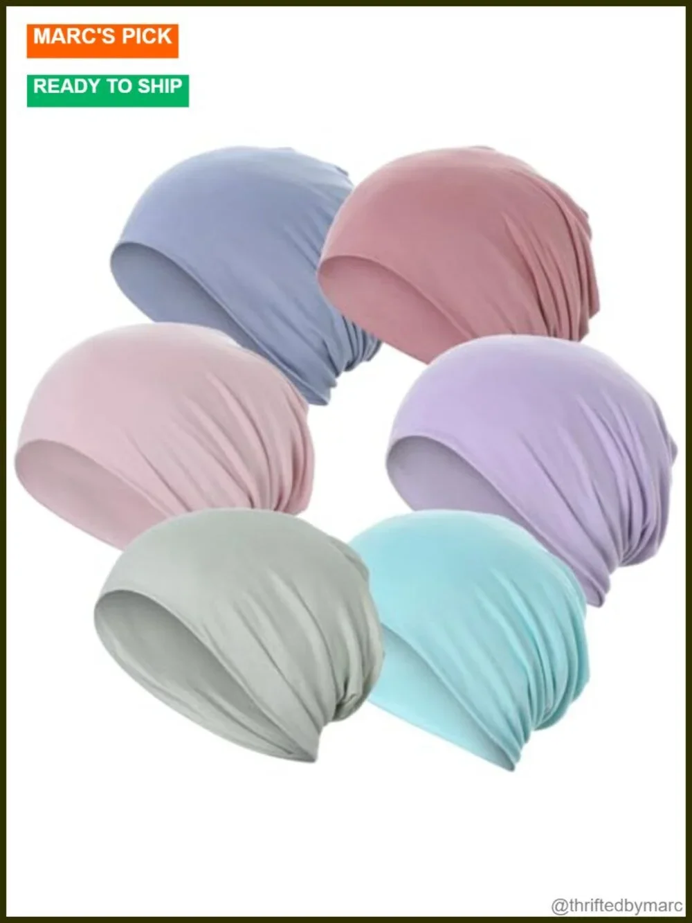 6-Pack Slouchy Beanie Soft Sleep Caps Chemo Headwear Viscose Cotton Skull Cap